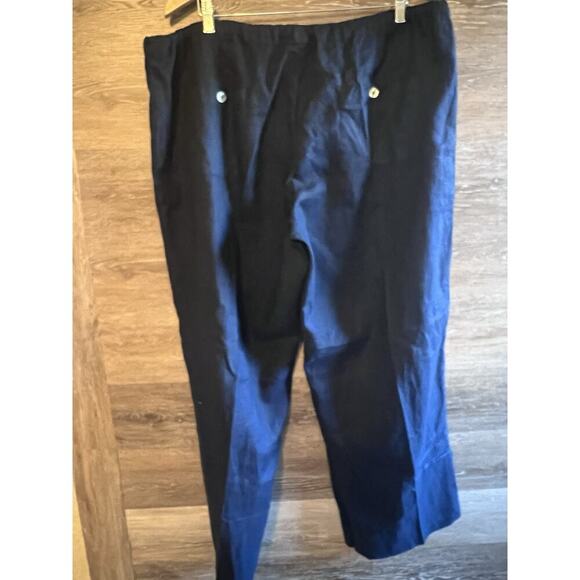 Allen Allen Linen Pants Plus 1XL Navy Blue Pockets Timeless Excellent - Picture 9 of 11